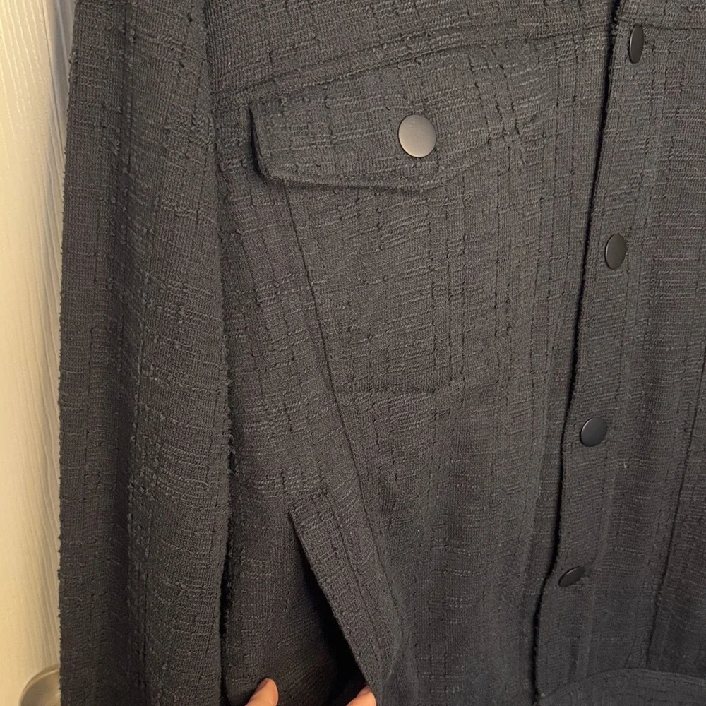 Fashion Nova Men's Black Textured Shirt Jacket